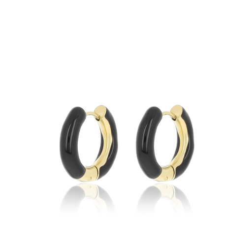 Gold & black hoop earrings