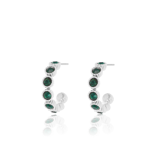 Silver earrings with green stones