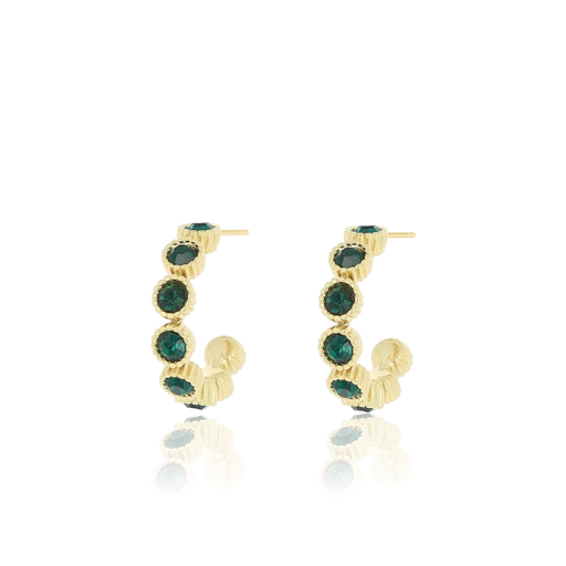 Gold earrings with green stones