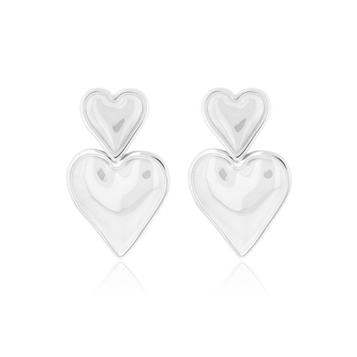 Silver stud heart earrings