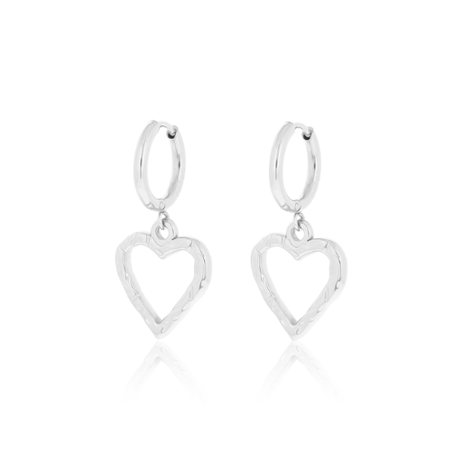 Silver earrings with heart charm