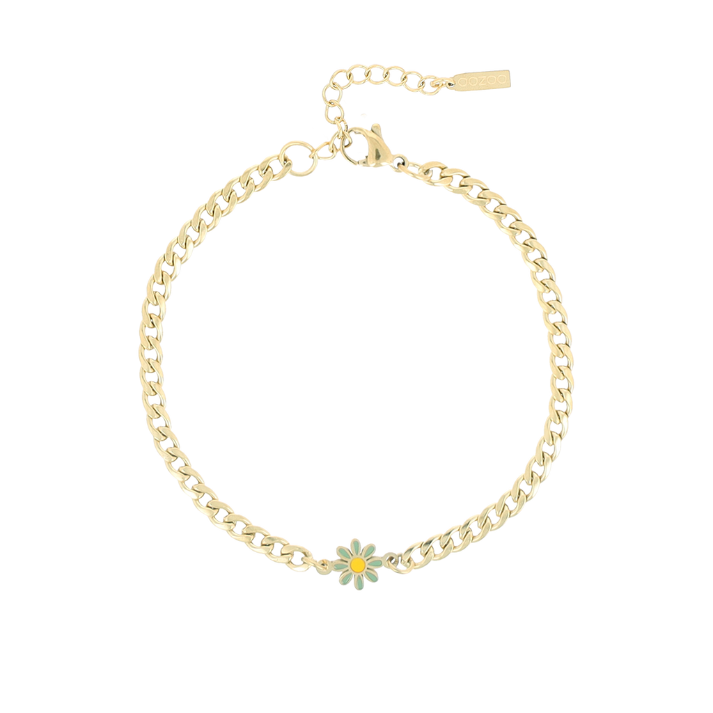 Gold bracelet with flower charm