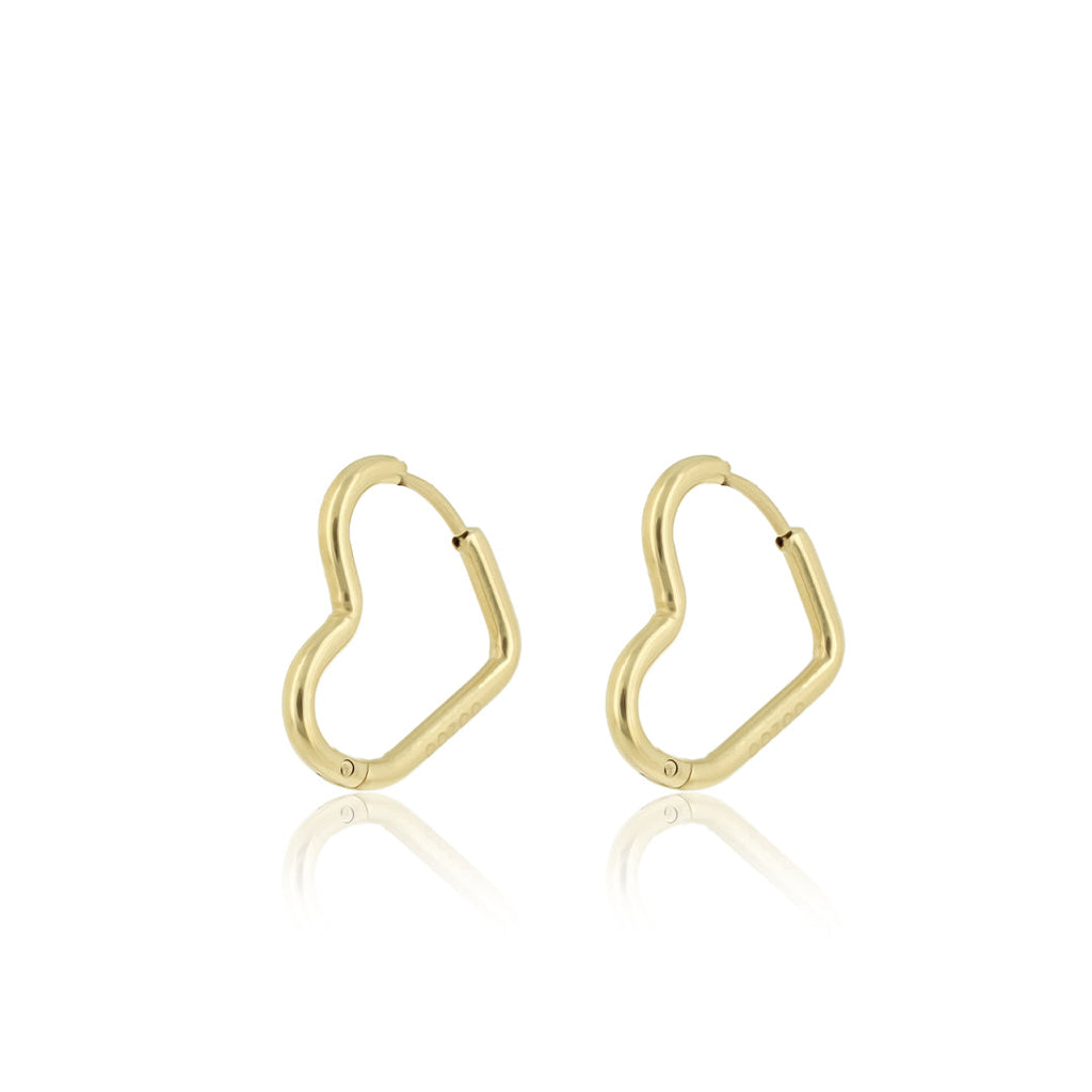 Gold earrings with heart shape